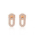 Sterling Silver Rose Gold Plated Women's Brooch Pin Earrings with Moissanite-0-0