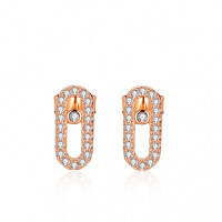 Sterling Silver Rose Gold Plated Women's Brooch Pin Earrings with Moissanite-Set with moissanite (rose gold)  925 silver