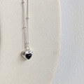 wholesale 925 Sterling Silver Heart Black Agate Necklace Cute Sweet Girly Pendant Collarbone Chain Delicate Luxury Niche Jewelry-0-3