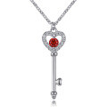 wholesale 925 Sterling Silver Zircon Birthstone Pendant Heart Key to Love Necklace European and American Cross-Border Fashion Necklace-0-5