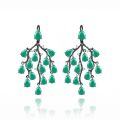 wholesale S925 Sterling Silver Designer High-End Green Agate Earrings with Natural Willow Design and Genuine Colored Gemstones-0-0