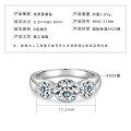 925 Sterling Silver Three-Stone Moissanite Ring, Women's Trendy Minimalist Design-0-4