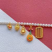 wholesale Metal material: 925 ancient method silver gold-plated accessories Enamel coin gourd, fortune turning pendant, abacus, pipa DIY jewelry accessories-A coin gourd