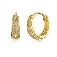 wholesale S925 Sterling Silver Light Luxury INS Style Double Layer Zircon Earrings for Women, Designed with a Sense of Personality, Versatile and Fashionably High-End-Gold DY110314-SG-WH 925 silver