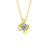 S925 Sterling Silver Moissanite Zodiac Necklace for Women-Pisces (February 19 - March 20) (Gold)  1-carat moissanite