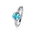 wholesale 925 Sterling Silver Paraiba Ring Neon Blue Green Light Luxury Style Niche Design Little Gemstone Ring for Women-0-4