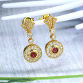 wholesale 925 Sterling Silver, Japanese-inspired lightweight luxury jewelry, vintage red tourmaline dynamic earrings for women, ins-style zircon ear accessories-0-0