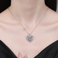 Sterling Silver 3-Carat Moissanite Heart Pendant Necklace, Valentine's Gift-0-2