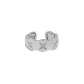 wholesale S925 sterling silver asymmetrical grid-patterned textured Korean-style ins niche-designed symmetrical non-pierced ear clips for women-0-5