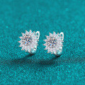 S925 Sterling Silver Moissanite Maple Leaf Design Earrings for Daily Wear-0-4
