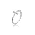 wholesale 925 Sterling Silver Micro-Paved Zircon Cross Ring, Fashionable Commute OL Classic Trend Versatile High-End Ring-0-4