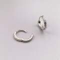 wholesale S925 Sterling Silver Hollow Double-Layer Striped Diamond-Inlaid Ear Clasps, Fashionable Minimalist Niche Design Earrings Gift for Women-0-5