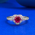 wholesale Metal: 925 Sterling Silver Zhuozhifan Jewelry New 5*5mm Pigeon Blood Red Heart Full Diamond Ring, Playful and Cute-0-5
