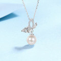 wholesale 925 Sterling Silver Natural Freshwater Pearl Necklace Women Zhuang Zhou Dreams of Butterfly Pendant Light Luxury Niche Collarbone Chain Drop Shipping Wholesale-0-0