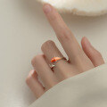 wholesale S925 silver ring for women, Korean-style minimalist and unique orange gradient koi fish fresh hand accessory J8771-0-1