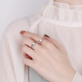 wholesale S925 Sterling Silver Korean-style Asymmetric Five-point Star Interwoven Pearl Line Open Ring for Women-0-3