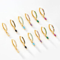 wholesale S925 Sterling Silver Ins-style Diamond-Cut Marquise-Shaped Rainbow Moonstone Ear Clips with Advanced Sensibility for Women Cross-Border Jewelry Wholesale-White Gold-Black Diamond