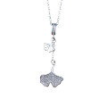 wholesale Silver S999 Maker's Ginkgo Leaf Diamond-Encrusted Tassel Necklace, Fashionable Niche Versatile Collarbone Chain New Birthday Gift-0-4