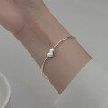 wholesale S925 Silver Summer Minimalist Heart Bracelet Temperament Korean Style Bent Tube Bangle Heart-shaped Chain S5120-0-0