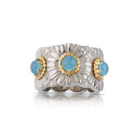 wholesale 925 Silver Gold Plated Ring with High Carbon Diamonds, Enamel Daisy, Blue Agate, Versatile Women's Ring (Yu Shuxin Same Style)-Blue Agate 100 catties or less US size 5 (Hong Kong size 10-11 EU size 50) Ring length about 50mm