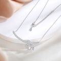 wholesale S925 Sterling Silver Elegant Bow Necklace for Women, High-End European and American Fashion Designer Inspired Waterdrop Pendant Luxury-0-1