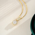 14K Gold Plated 925 Sterling Silver Moissanite Pendant Necklace-0-2