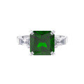 wholesale S925 Sterling Silver Ring, Luxury Top-Grade Ultra-Sparkling Zircon Ring, Elegant Emerald Zircon Ring-0-0