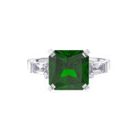 wholesale S925 Sterling Silver Ring, Luxury Top-Grade Ultra-Sparkling Zircon Ring, Elegant Emerald Zircon Ring-Special grade 5A princess emerald zircon, white 4A trapezoid zircon 7