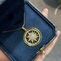 Silver-Gold Plated Round Compass Sun Pendant Moissanite Necklace DIY Jewelry-0-3