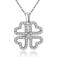 S925 Sterling Silver Four Leaf Clover Pendant Necklace, Wholesale-Style B [Clearance Sale with Free Shipping]  925 Silver