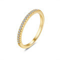 S925 Silver 18K Gold Plated Round Moissanite Band Ring-0-3