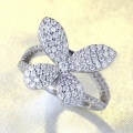 wholesale S925 Silver New Butterfly Diamond Ring Fashionable and Unique Luxury Full Circle Setting Diamond Ring for Women-0-1