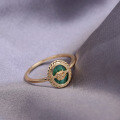 wholesale 925 Silver Gold-Plated, Japanese-style Luxury Jewelry, Vintage Ring with Unique Design, Natural Malachite Women's Ring-0-3