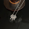 wholesale S925 Sterling Silver Chalcedony Peace Lock Necklace for Women New Chinese Style Luxury Versatile High-End Collarbone Chain-0-2