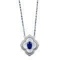 wholesale S925 silver new live-streaming product: white mother-of-pearl inlaid royal blue 4*6mm women's necklace pendant collarbone chain available for dropshipping-0-4