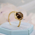 wholesale S925 silver with 14k gold plating tea quartz cat ring, spring Japanese-style cute-0-3