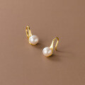 wholesale S925 Silver Pearl Earrings for Women, Fashion Minimalist Luxury Geometric High Heel Ear Hook Earrings, Popular on TikTok E3041-0-2