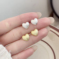 wholesale S925 Sterling Silver Heart Brush Finish Ear Studs for Women, Korean Style Elegant Ear Piercing Earrings with a Premium Feel-0-1