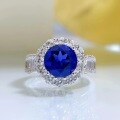 wholesale 925 Sterling Silver with Simulated High-Carbon Diamond, Luxurious Halo Setting Vintage 8mm Round Cut Ring-0-5