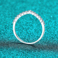 S925 Sterling Silver Full Moissanite Women's Ring, Fine V-Row, Minimalist Daily Wear-0-1