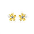 Sterling Silver Moissanite Pearl Earrings with Petal Design-0-5