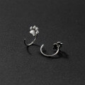 wholesale S925 silver cute cat paw print small ear hooks sweet girly heart ear stud earrings M02480-0-3