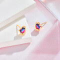 wholesale Metal: 925 silver gold-plated, set with synthetic crystal Dunli new dreamy love track earrings,-0-3