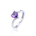 wholesale S925 Sterling Silver Light Luxury Designer Love Heart Ring for Women with Purple Zirconia, Niche Style Ring Jewelry Wholesale-0-4