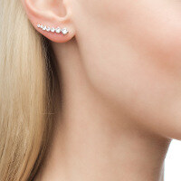 wholesale S925 Sterling Silver Zirconia Row Ear Cuff, Fashionable Minimalist Versatile Elegant Cartilage Ear Clip-Silver 925 silver