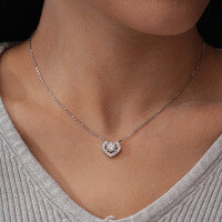 925 Sterling Silver Pendant with 1-Carat Moissanite Necklace, Geometric Heart-1 carat (D color moissanite)  925 silver