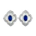 wholesale S925 Sterling Silver New Jewelry Simple 4*6 Simulated Sapphire Oval Earrings Fashion Vintage Elegance-0-4