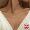 wholesale S925 Sterling Silver Rhombus Full Diamond Fashion Super Flash Collarbone Necklace, Hot-Selling in Europe and America, Personalized Diamond Inlay, Light Luxury High-End Feel-0-2