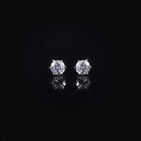 wholesale 18k gold cross-border stud earrings with six-prong 05ct moissanite, 9k/10k/14k gold earrings, platinum stud earrings-9k gold inlaid moissanite earrings