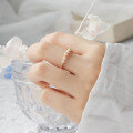 wholesale S925 silver plated with 14K gold, Dunlidai Pearl Thin Ring spring new collection natural pearl ring-0-1